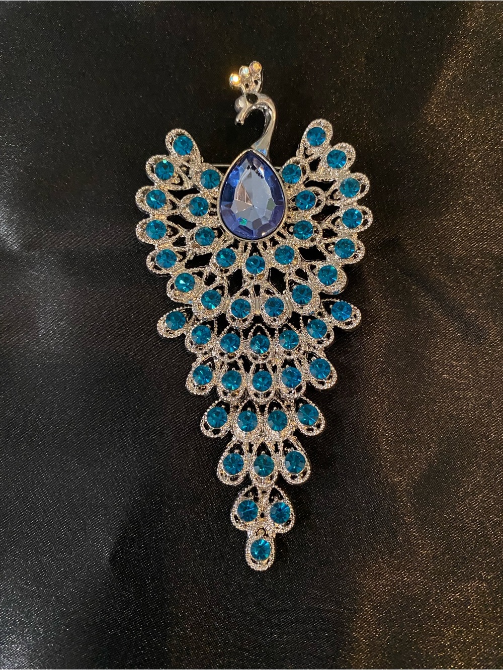 Blue Crystal Peacock Brooch - Women Jewelry